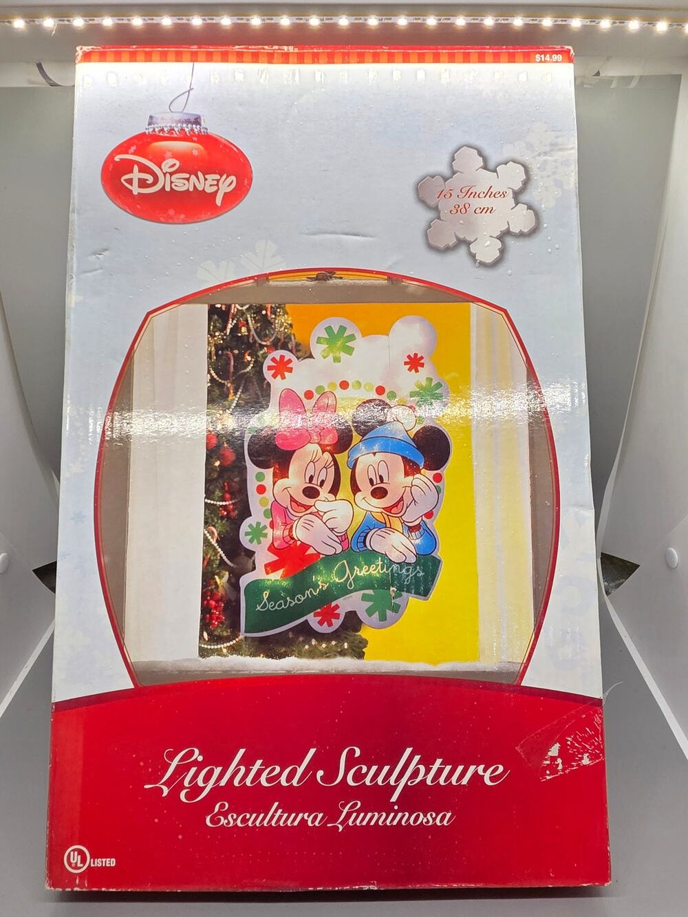Vintage Disney Mickey & Minnie Mouse Lighted Christmas Sculpture 15”